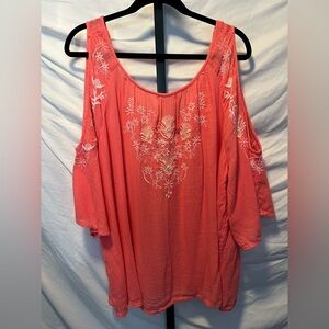 Red Camel Coral Embroidered Blouse (BIN4)